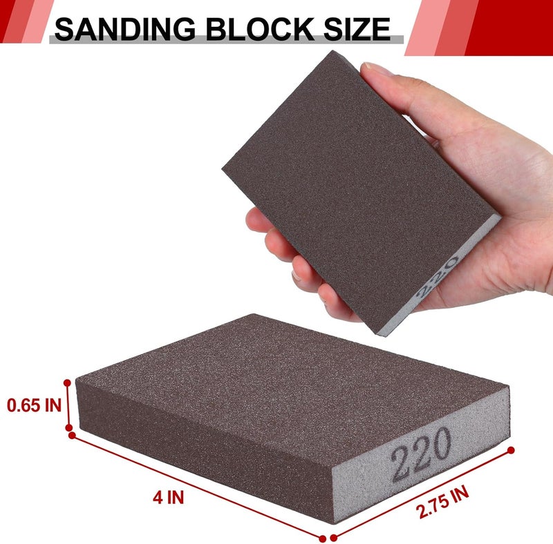 YNZDRWA 8 Pack Sanding Sponge, Washable and Reusable Sanding Blocks for Drywall Wood Metal Furniture, 60/80/120/220 Grit Sandpaper Block Assortment - Image 2